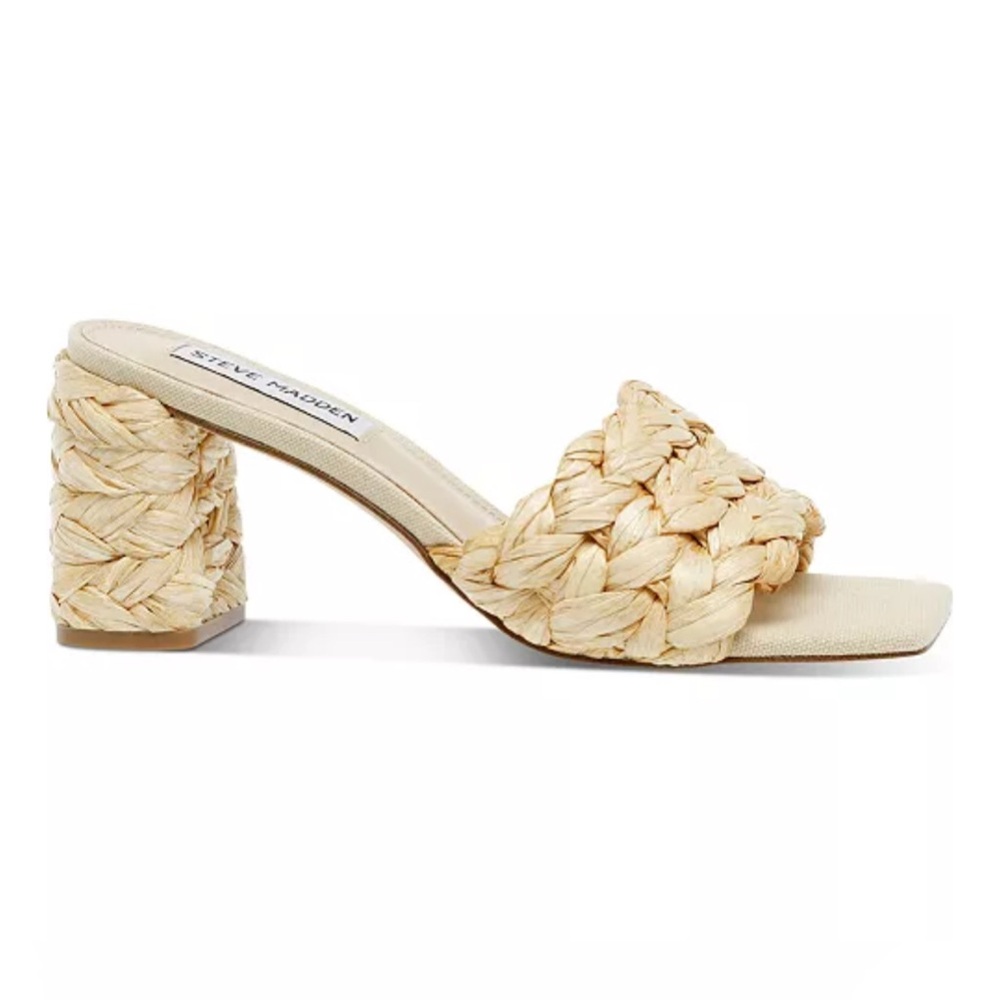 Steve Madden Women's Laveda Raffia Block-Heel Sandals